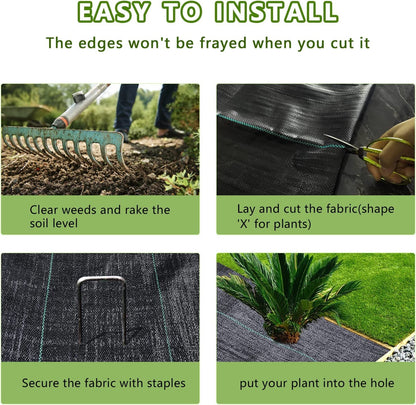 LGJIAOJIAO 3ftx50ft Weed Barrier Landscape Fabric Heavy Duty，Weed Block Gardening Ground Cover Mat