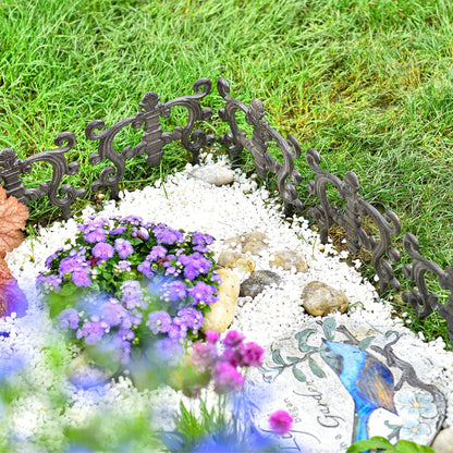 Sungmor Decorative Cast Iron Flower Bed Edging for Landscaping, 4PC Heavy Duty & Sturdy Low Garden