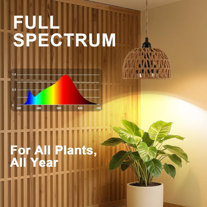 Hanging Grow Lights for Indoor Plants, Full Spectrum, with Timer and 15FT Power Cord, 30W Pendant