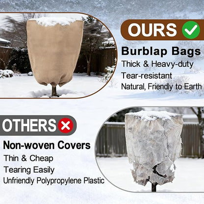 ANPHSIN Burlap Plant Covers Freeze Protection for Patio Winterizing - 2pcs 24"×40" Winter Frost