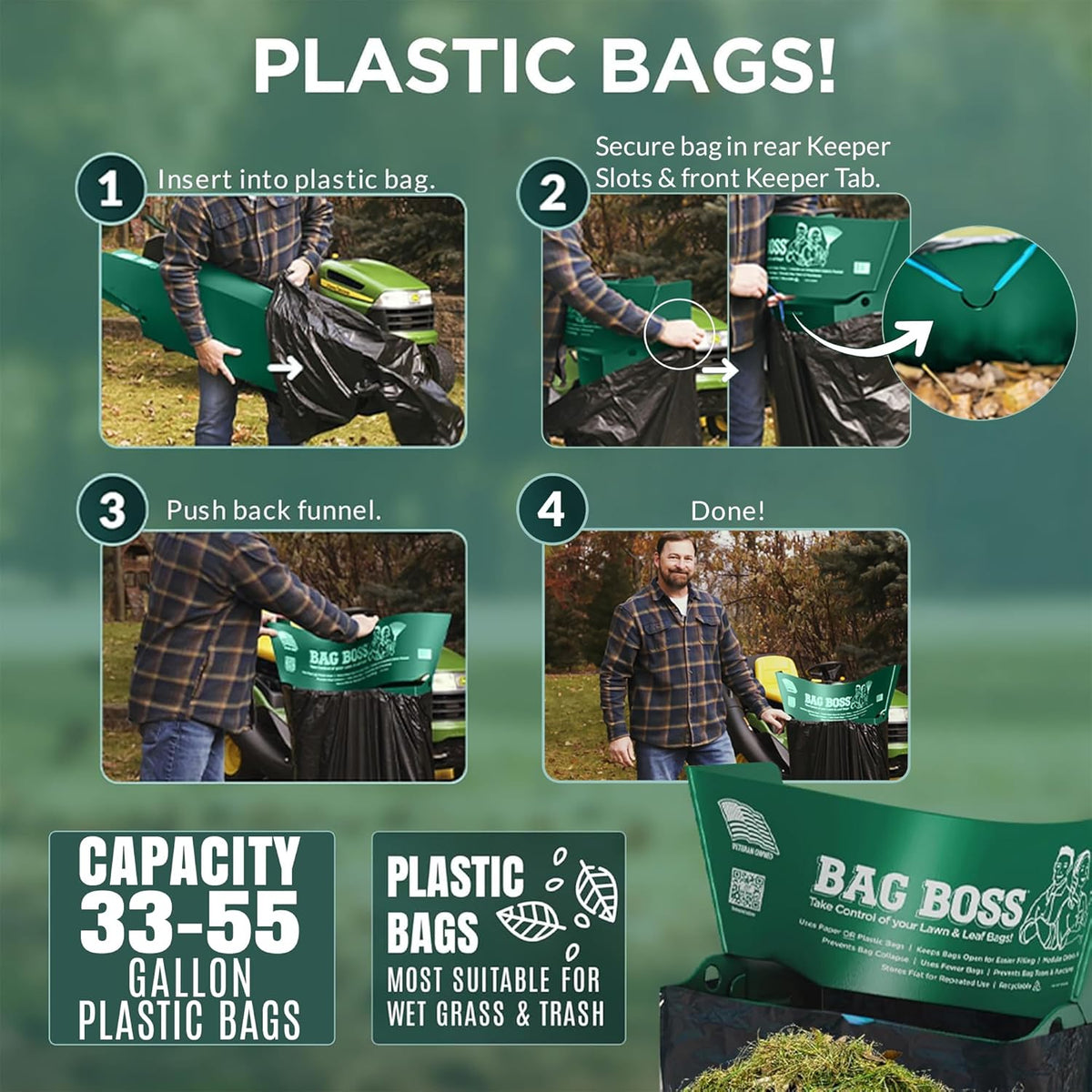 Lawn & Leaf Bag Holder Stand | Fits 33-55 Gallon Paper or Plastic Yard Waste Bags | Durable