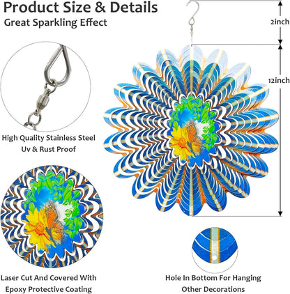 Animated Butterfly Wind Spinner | Stainless Steel Kinetic Wind Spinners 3D Hanging Sculpture