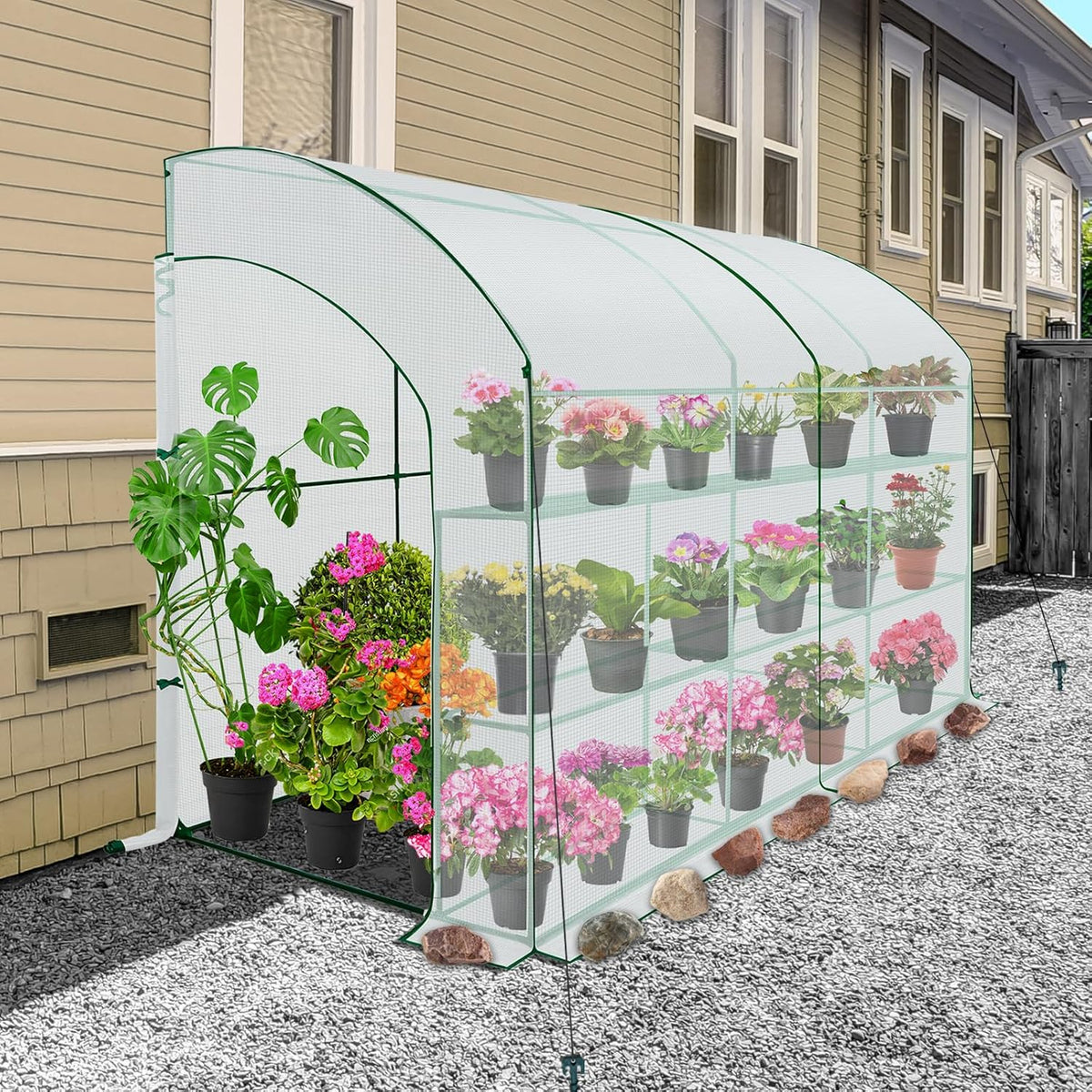 EAGLE PEAK 3 Tier Lean to Portable Greenhouse, Heavy-Duty Indoor & Outdoor Garden with Wire