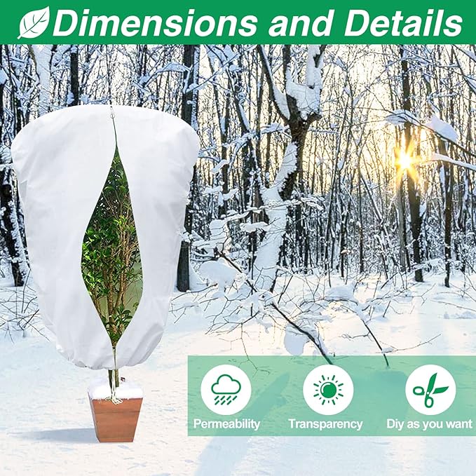 2 Pcs Plant Covers Freeze Protection, Frost Cloth Plant Freeze Protection, Frost Covers for Outdoor