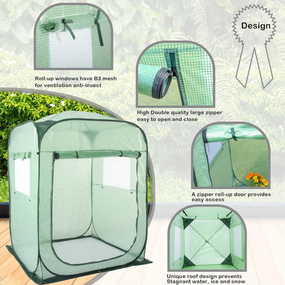 Porayhut Pop Up Greenhouse Tent,Portable X-Large Walk-in Flower House ,Indoor Outdoor Gardening