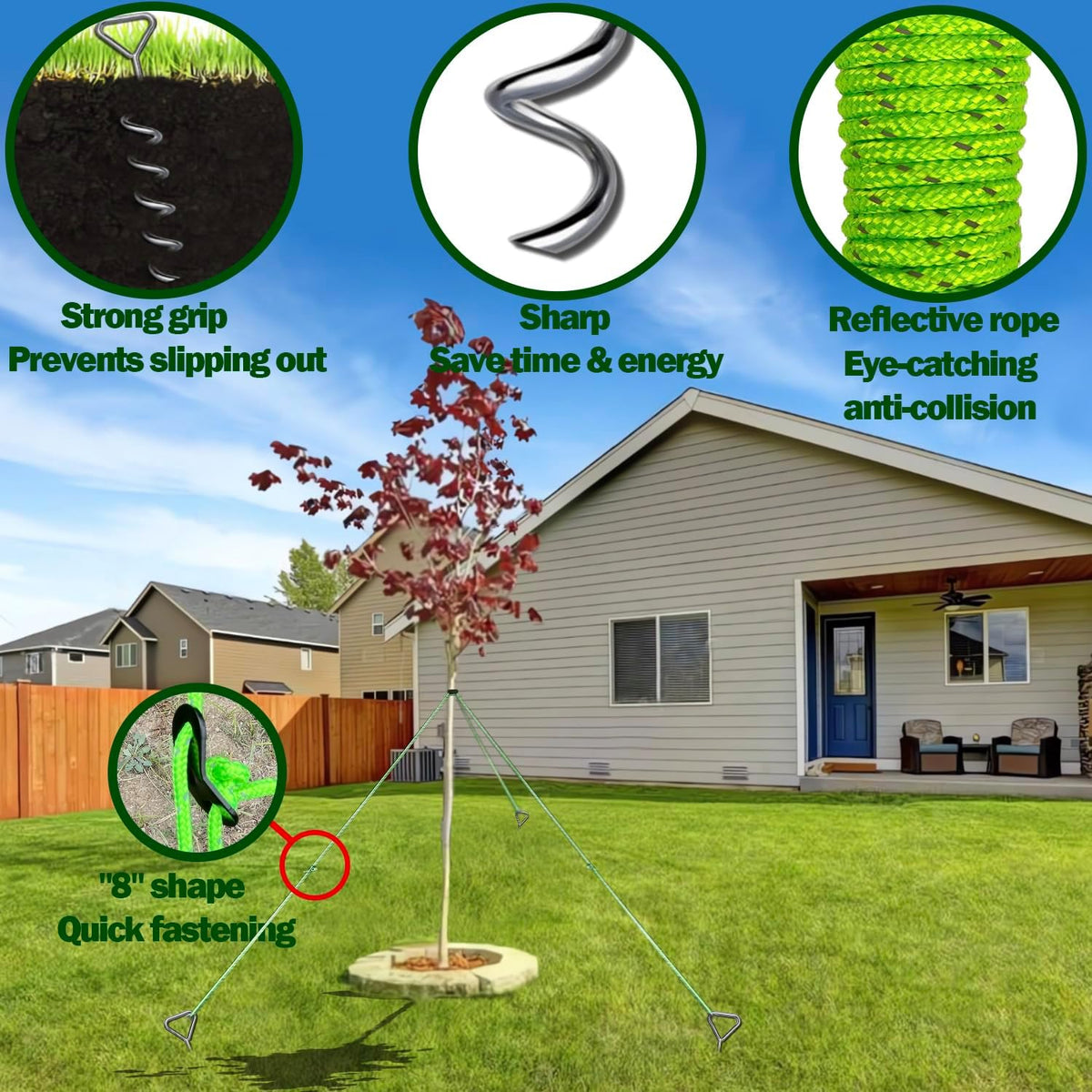 37pcs 12sets Heavy Duty Tree Stakes and Supports for Young Trees 16" Straightening Kit Metal Spiral