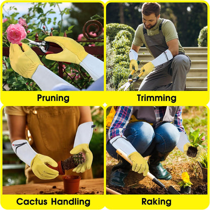 HANDLANDY Rose Gloves for Men & Women, Long Leather Gardening Gloves Thorn Proof, Best Garden Gifts