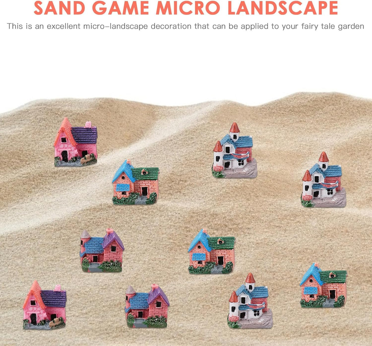 10Pcs Miniature Fairy Garden Resin Houses, Lifelike Village Cottage Figurines for Succulent Plants