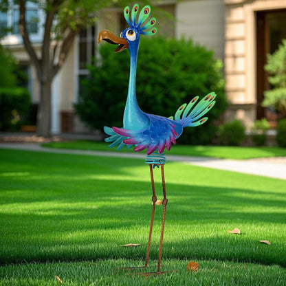 Natelf Large Peacock Statue Outdoor Metal Bird Decor Standing Metal Peacock, Garden Outdoor
