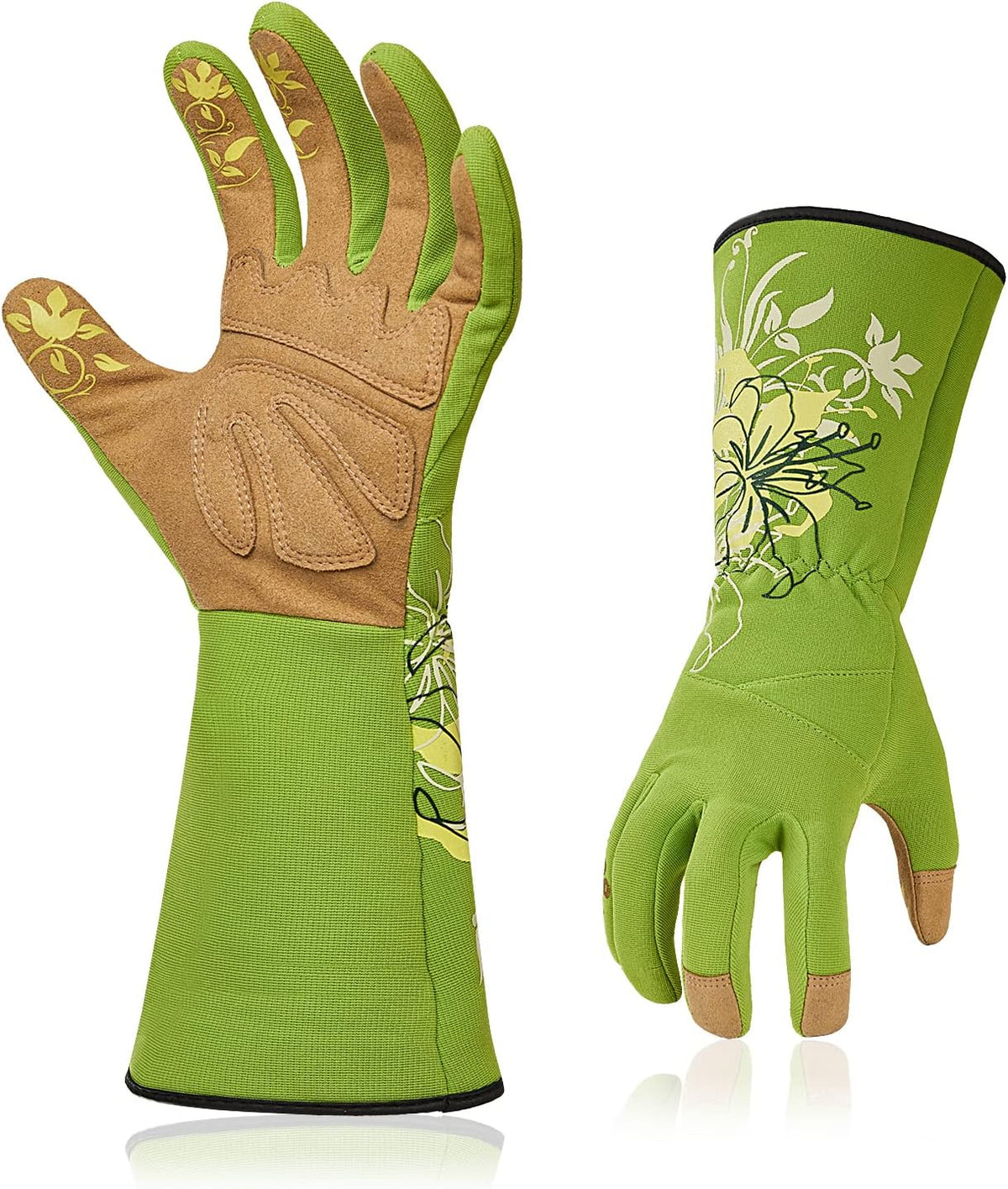 Vgo... 1-Pair Ladies' Synthetic Leather Gardening Gloves, Long Sleeves Gauntlet, Breathable & Grip