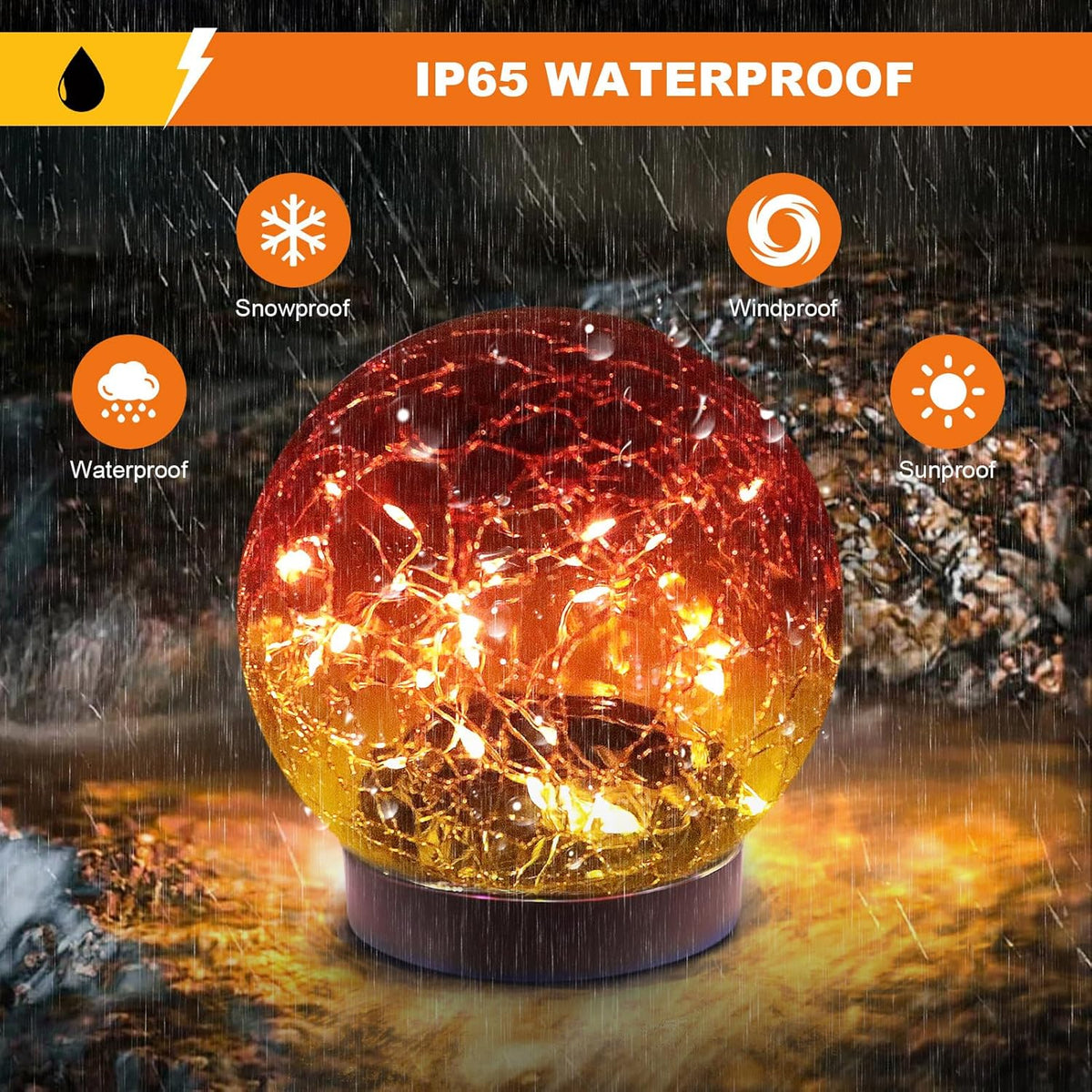 Solar Globe Lights Outdoor Waterproof-Solar Balls-Solar Garden Lights-Orbs for Outside 2 Pack