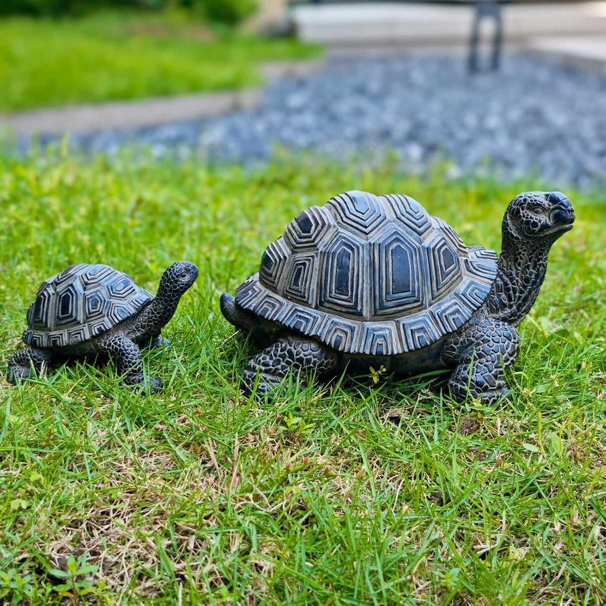 2 Pcs Turtle Outdoor Statue Tortoise Garden Figurine Outdoor Decor Sculpture Ornament, Resin