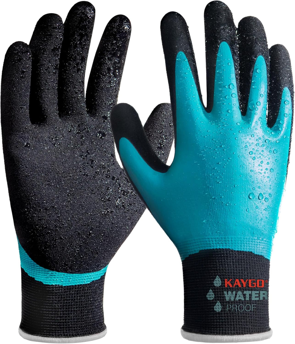 KAYGO Waterproof Work Gloves for Men and Women, Rubber Coated Non-slip Working Gloves for Garden
