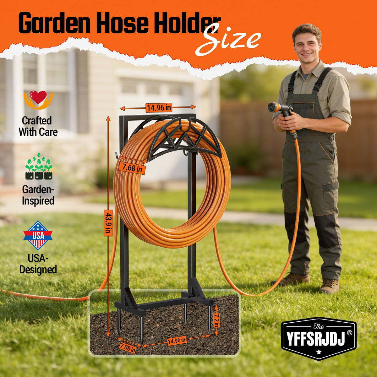 YFFSRJDJ Garden Hose Reel, Heavy Duty Water Hose Holder for Outside