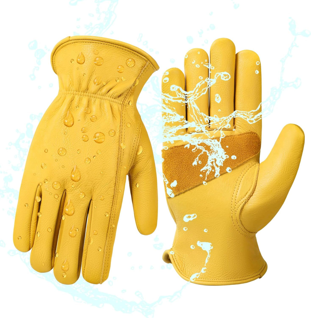 Leather Work Gloves for Men & Women, Reinforced Durable Gardening Gloves,Cowhide Work