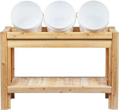 Greenes Fence Three Bucket Cedar Storage with Shelf, 44 in. x 16 in. x 30 in. - Made in USA with