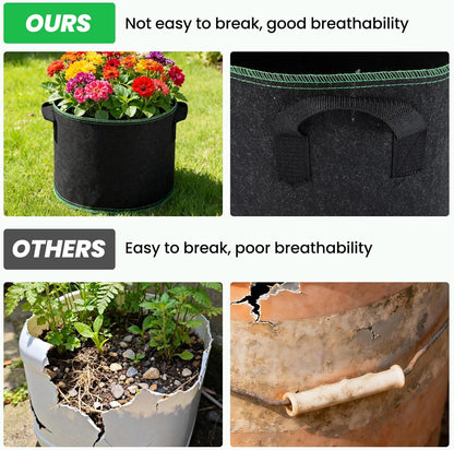 5 Gallon Grow Bags, 10 Pack Heavy Duty Aeration Fabric Pots,Thickened Nonwoven Fabric Pots with