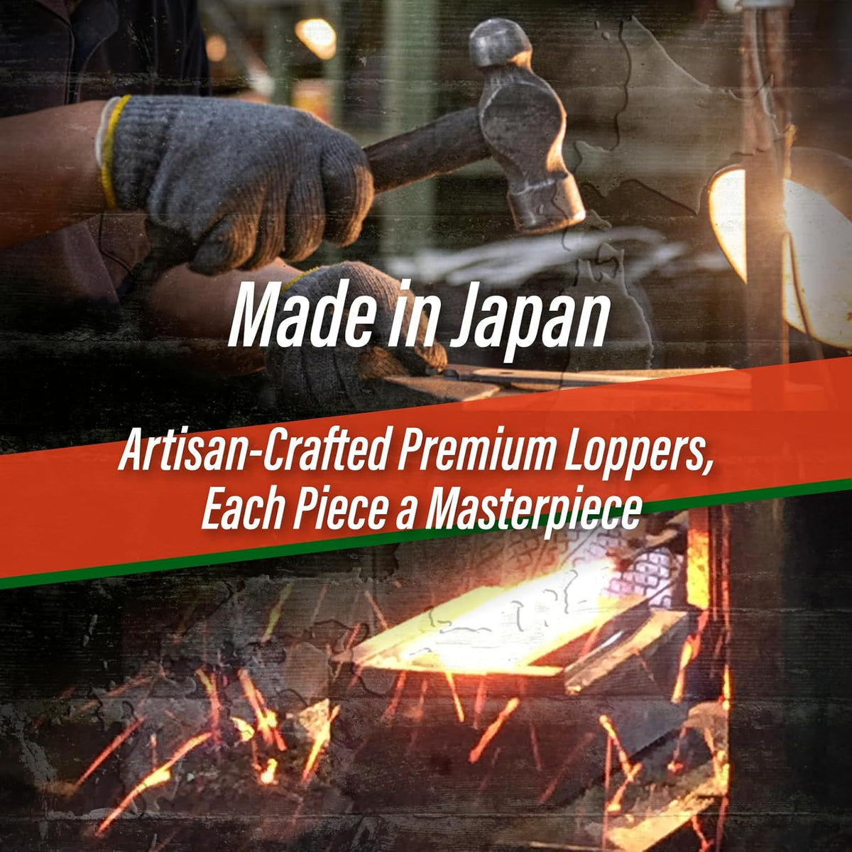 SUIZAN Anvil Hand Loppers 18" - Professional Japanese Branch Cutter Lightweight Compact Tree