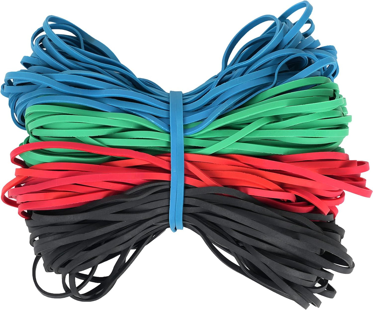 Large Rubber Bands 140 Pack, Heavy Duty Big Elastic Bands Size #117, Colored (Black, Blue, Red