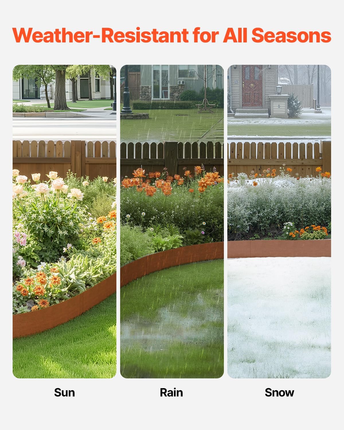 VEVOR Steel Landscape Edging, 6 Packs 40 x 8 in Weather-Resistant & Pre-Rust Metal Landscape
