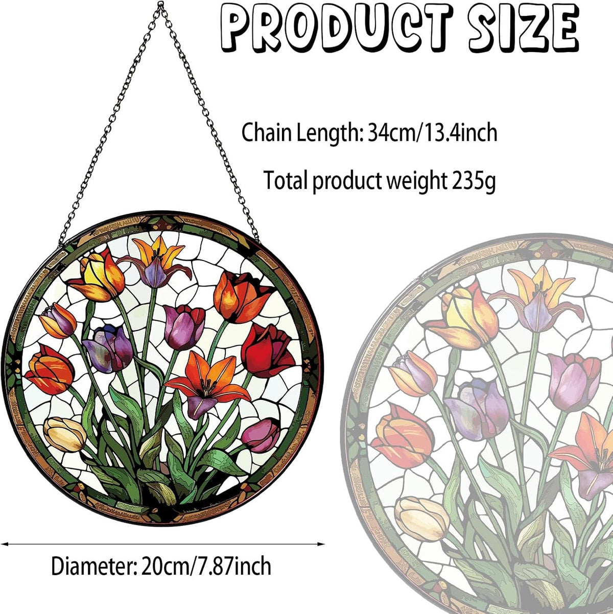 Tulip Stained Glass Window Hanging Botanical Sun Catcher Decor Tulip Lover Gifts for Women