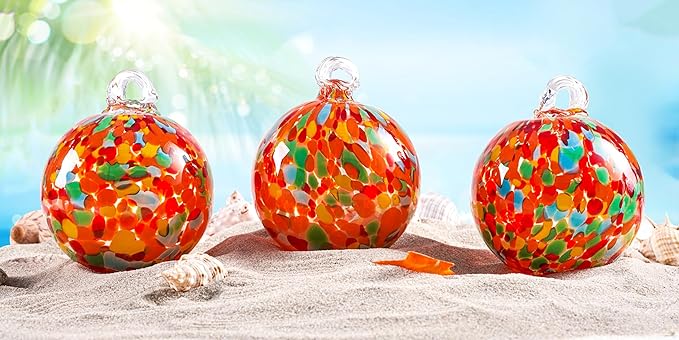 EUSTUMA Hand Blown Glass Witch Ball,Glass Ball Ornament Hanging Garden Gazing Ball Indoor Outdoor