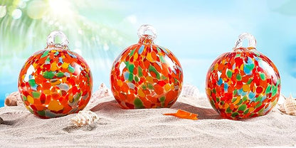 EUSTUMA Hand Blown Glass Witch Ball,Glass Ball Ornament Hanging Garden Gazing Ball Indoor Outdoor