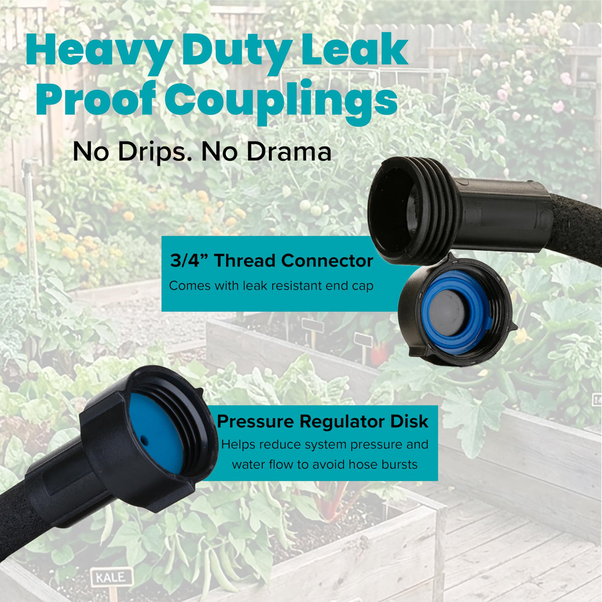 Gilmour Round Soaker Hose 3/8" x 25 ft with Heavy Duty Couplings