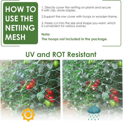 13X65Ft Bird Netting for Garden Protect Vegetable Plants and Fruit Trees,Plastic Trellis Netting
