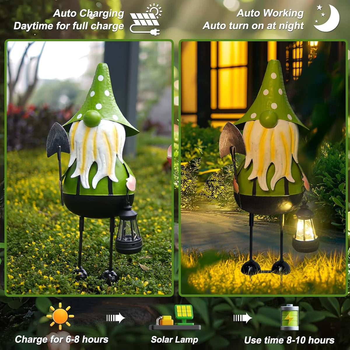HONGLAND Solar Garden Gnomes Outdoor Statue -18 Inch Gnomes Decorations for Outside with Solar