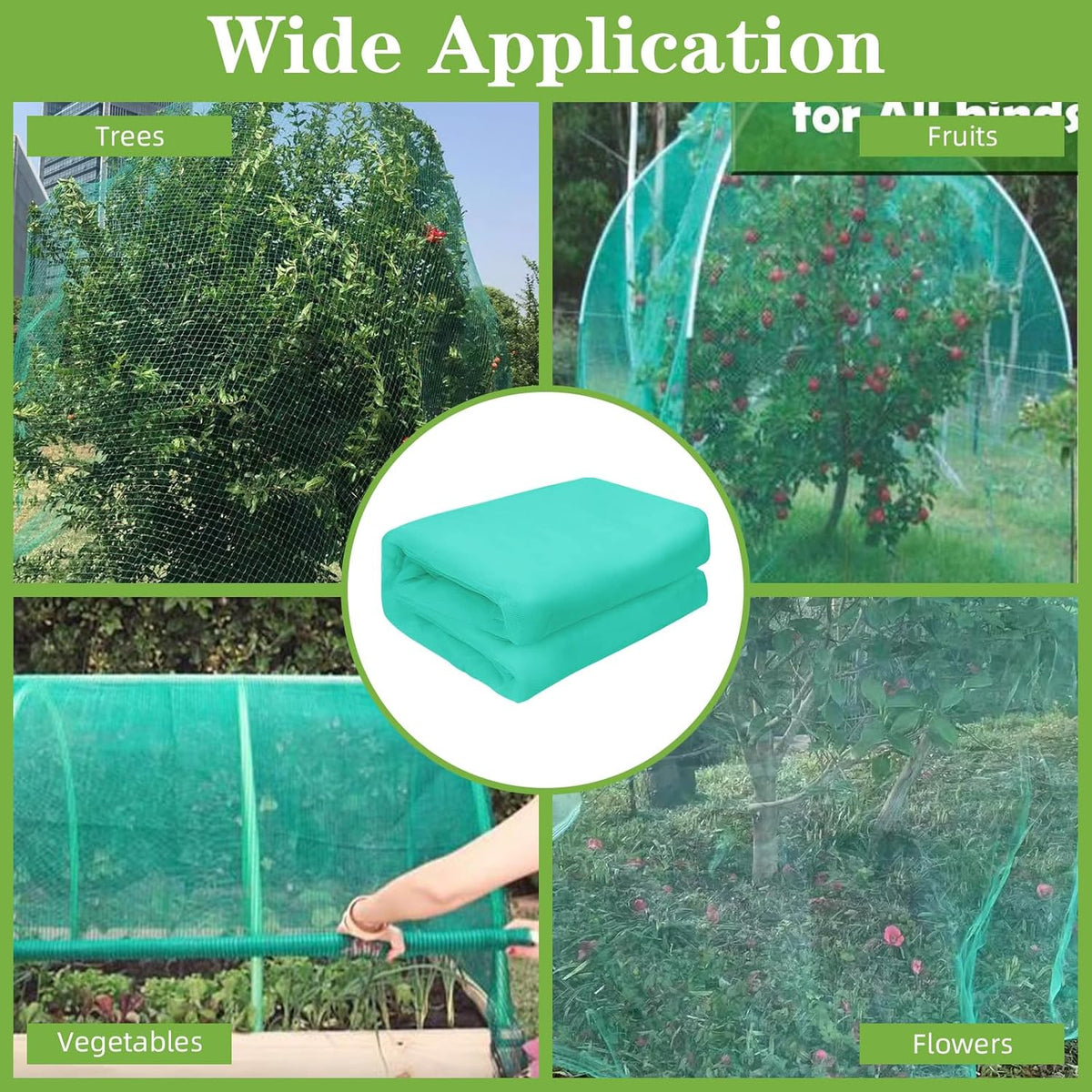 10 x 65FT Garden Mesh Netting, Ultra Fine Mesh Protection Netting Plant Covers Greenhouse Row Cover