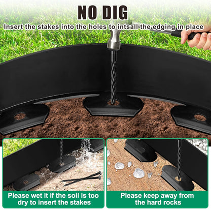 Landscape Edging - 100FT 4IN Garden Edging Border with 150 Stakes, No Dig Lawn Edging for