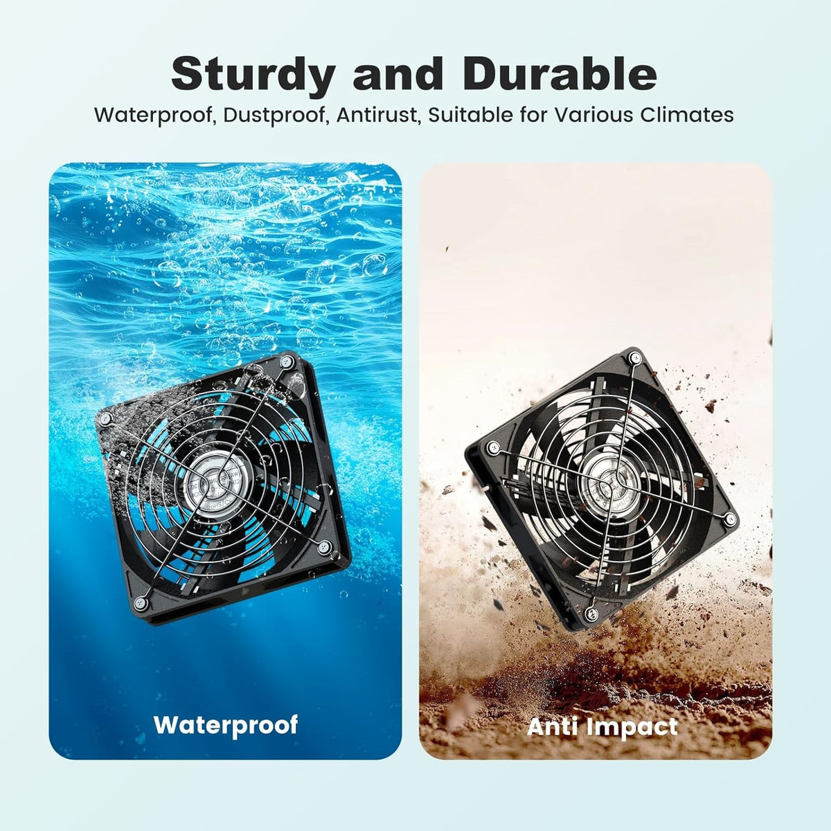 New 5.5" Solar Fan 3 Kit, 35W Solar Powered Exhaust and Intake Greenhouse Fan Outdoor Waterproof