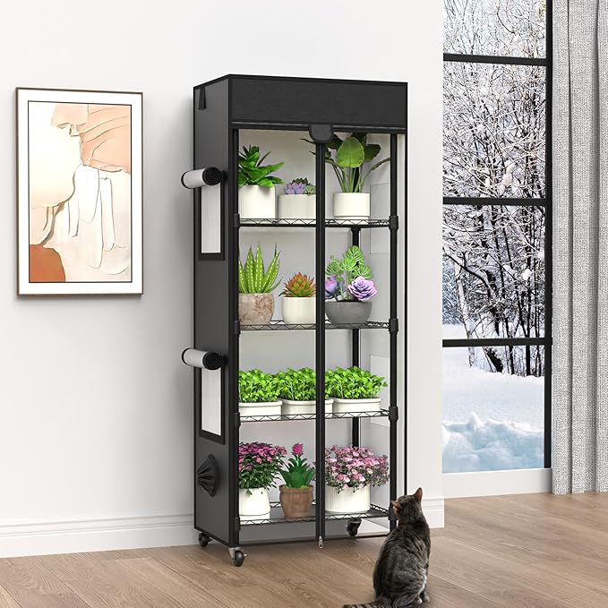 Small Greenhouse for Indoors, 5 Tier 23.1" L×13.2" W×61.2" H mini Greenhouse Outdoor, Indoor