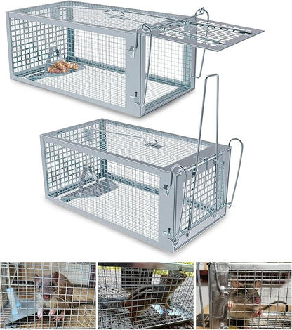 2 Packs Humane Rat Trap Outdoor, Wanqueen Humane Mouse Traps Indoor for Home, Small Rodent Chipmunk
