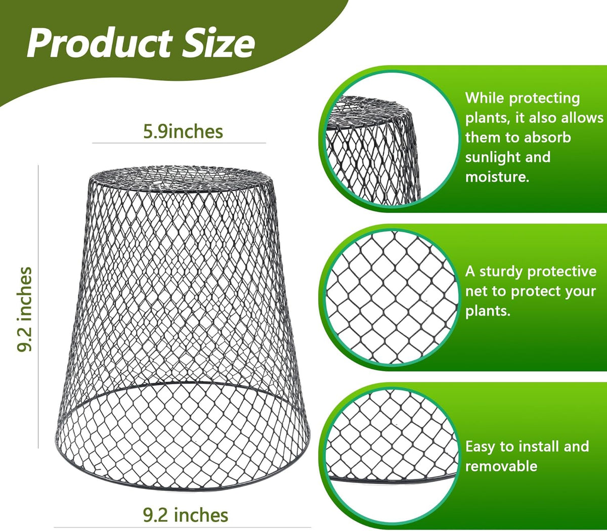 20Pcs Chicken Wire Cloche Plant Covers, 9.2×9.2 Inches Plant Protectors from Animals, Metal Garden
