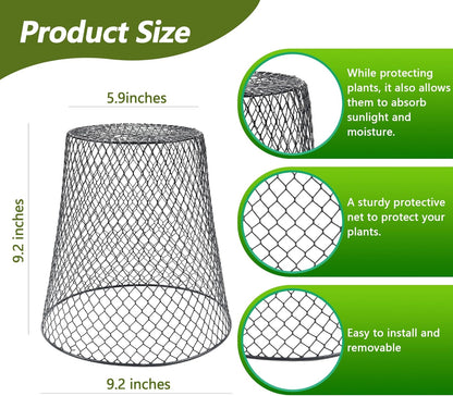 20Pcs Chicken Wire Cloche Plant Covers, 9.2×9.2 Inches Plant Protectors from Animals, Metal Garden
