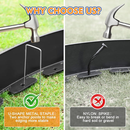 4IN x 33FT Landscape Edging, Garden Edging Borders with 40pcs Metal Stakes, Flexible Plastic Garden