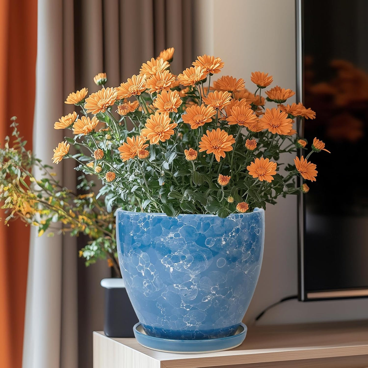 8 Inch Plant Pot - Ceraimc Planter for Indoor Outdoor Plants, Round Flower Pot with Drainage and