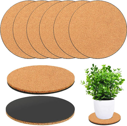 6 Pieces Cork Plant Coasters, 4 Inch Cork Plant Mats, Cork Coaster for Planters, Plant Coasters for