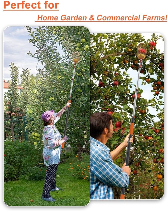 AgiiMan 3 to 12 FT Fruit Picker Pole - Reach to 18 FT Fruit Picker with Telescopic Extension Pole