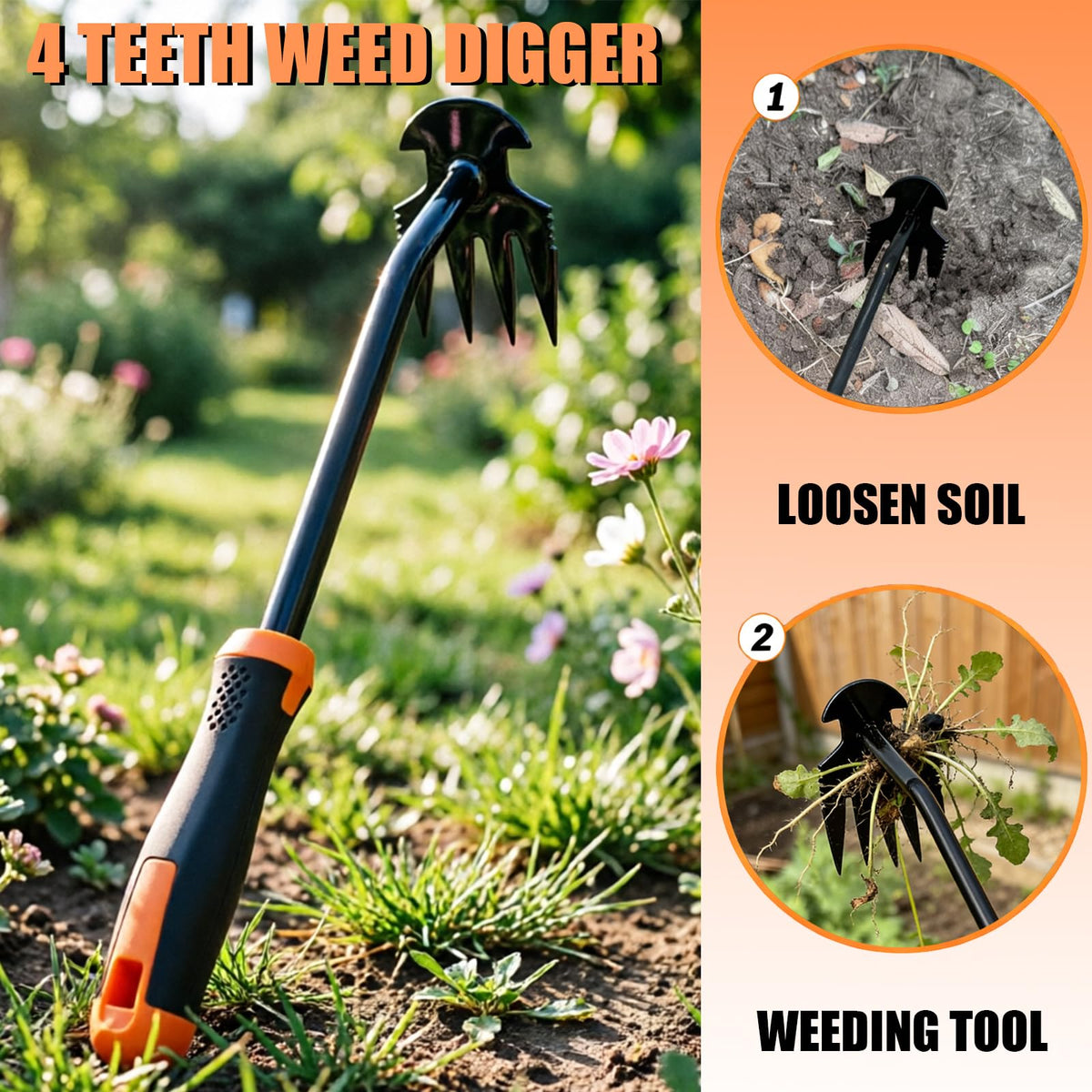 5 Pack Weed Puller Tool, Stainless Steel Manual Hand Weeding Tool Set for Weed Removal, V-Shaped