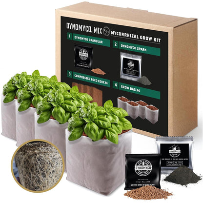 DYNOMYCO Mix 4-in-1 Mycorrhizal Grow Kit for Bigger Yields & Healthier Plants - Includes