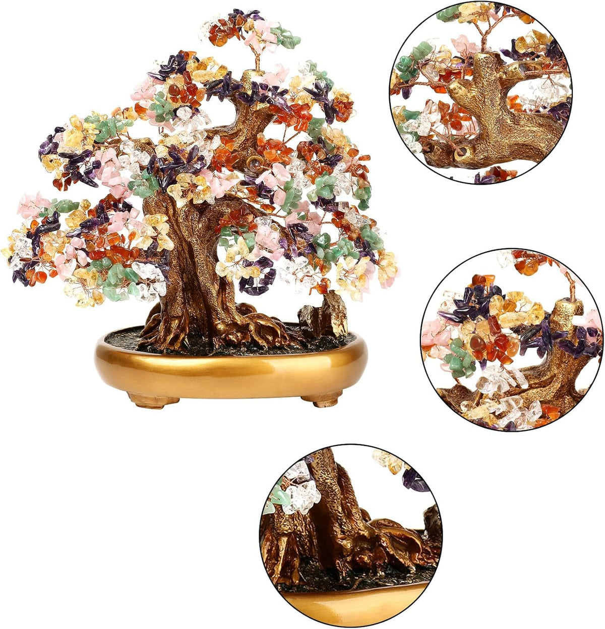 Natural Tree of Life (1,251 Gemstone Count) Crystal Tree with Healing Properties - Bonsai Feng Shui