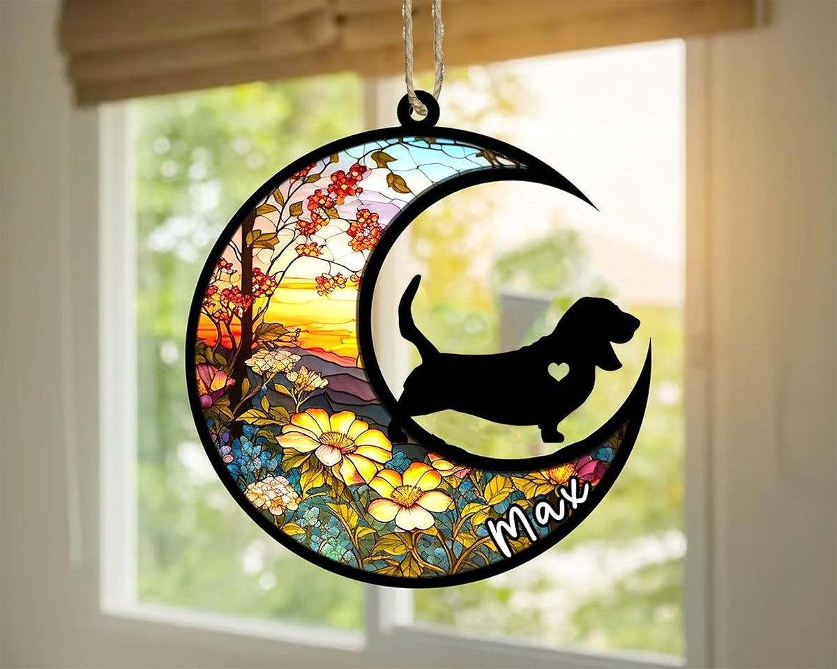Personalized Dog Memorial, Custom Name Basset Hound Dog Christmas Ornament with Name, Custom
