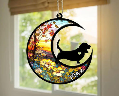 Personalized Dog Memorial, Custom Name Basset Hound Dog Christmas Ornament with Name, Custom