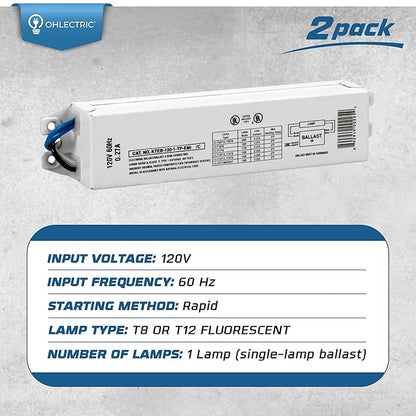 OHLECTRIC Replacement for Keystone KTEB-120-1-TP-EMI 1 Lamp T12 Electronic Fluorescent Ballast |