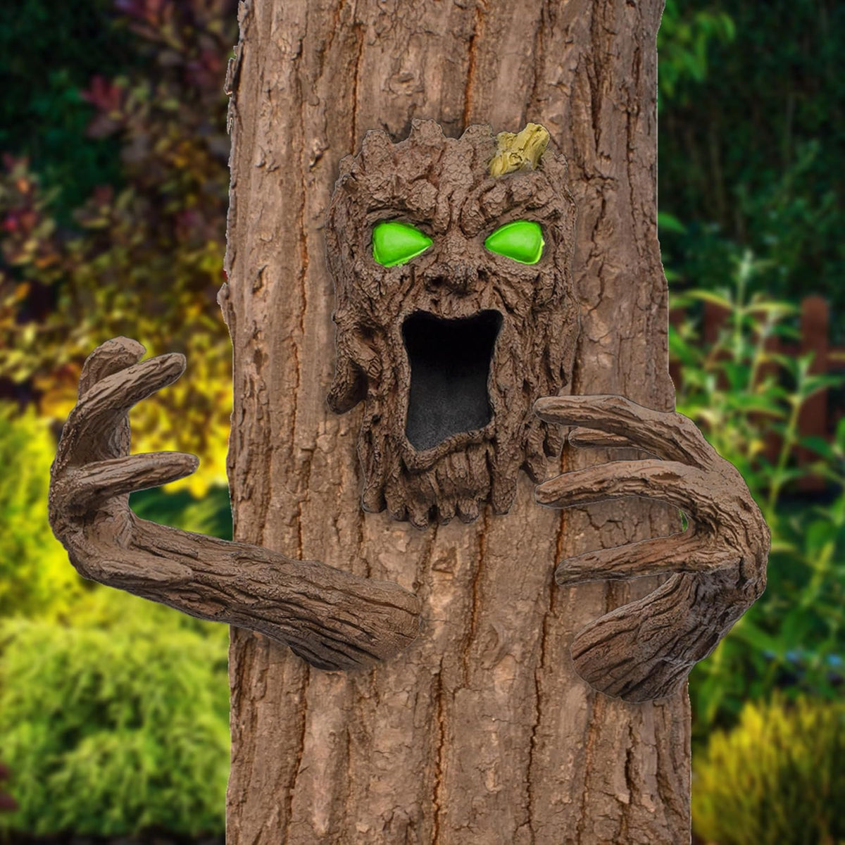 Tree Bark Monster Yard Decor, Bark Face Tree Person Decor for Garden and Halloween
