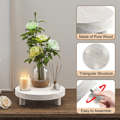 Wood Plant Stand Indoor Outdoor, 12/10/8/6" Round Wood Riser for Decor Wooden Stool Display Stand