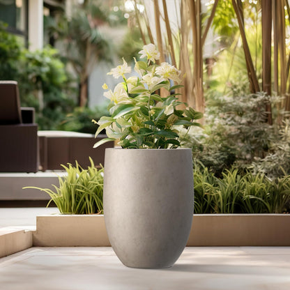 Kante 21.7" H Weathered Concrete Tall Planter, Large Outdoor Indoor Decorative Pot with Drainage